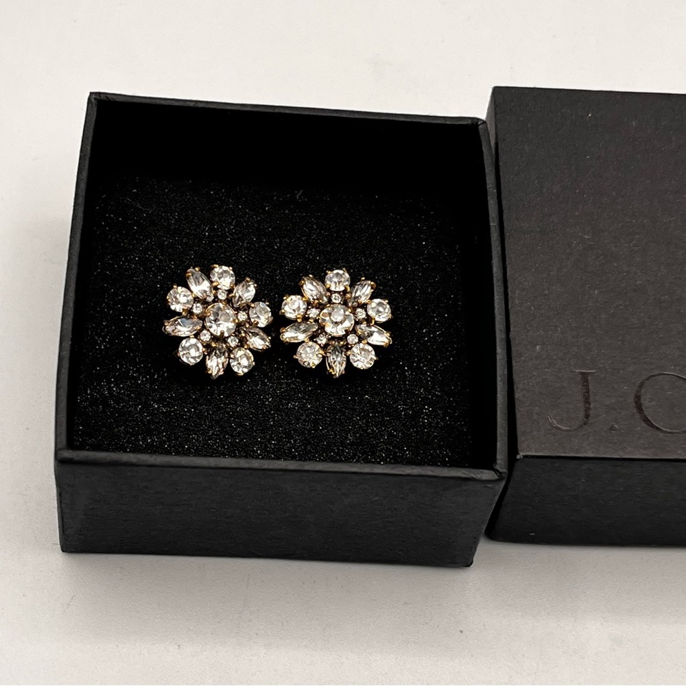 BNIB J CREW GOLD and SILVER CRYSTAL FLOWER STUD EARRINGS - Picture 4 of 7